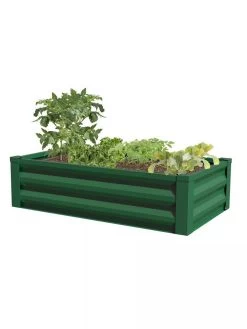 Powder-Coated Metal Raised Garden Bed, 24" X 48" -Garden Care Shop 8599393 02V powder coated metal raised garden bed 24x49 forest green