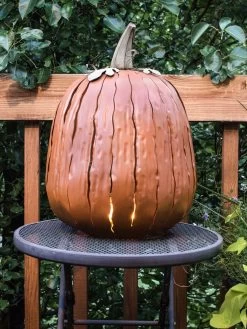 Desert Steel Pumpkin Luminary, Tall 14 Desert Steel Pumpkin Luminary, Tall -Garden Care Shop 8599559 01v desert steel pumpkin luminary tall orange