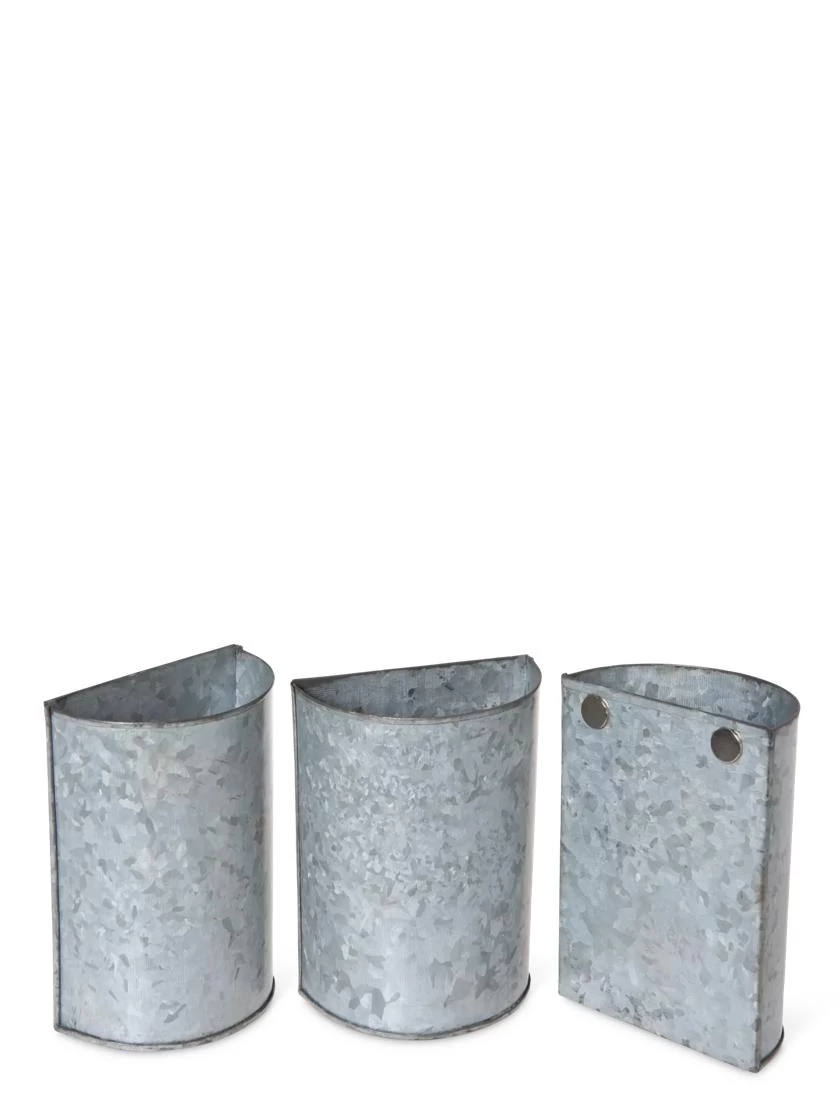 Mini Magnetic Galvanized Planter Pockets, Set Of 3 2 Mini Magnetic Galvanized Planter Pockets, Set Of 3 - Image 2