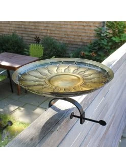 Achla Designs African Daisy Birdbath With Over-the-Rail Bracket