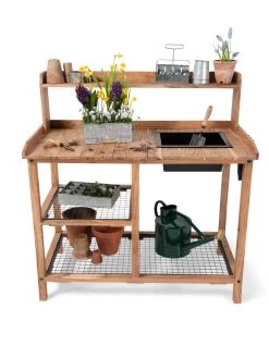 Dynamic Acacia Potting Bench With Soil Reservoir -Garden Care Shop 8611009 005