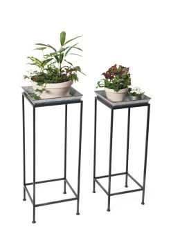 Square Nesting Plant Stands With Galvanized Trays, Set Of 2 -Garden Care Shop 8611976 7298 tif