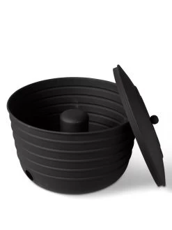 Matte Black Ribbed Hose Pot With Lid 7 Matte Black Ribbed Hose Pot With Lid -Garden Care Shop 8611991 5868 tif