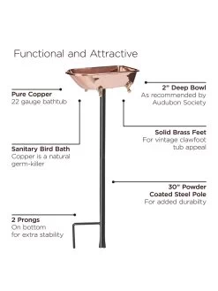 Copper Bathtub Birdbath 9 Copper Bathtub Birdbath -Garden Care Shop 8612202 06v