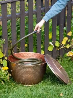 Hammered Copper Hose Pot With Lid -Garden Care Shop 8613311 0012